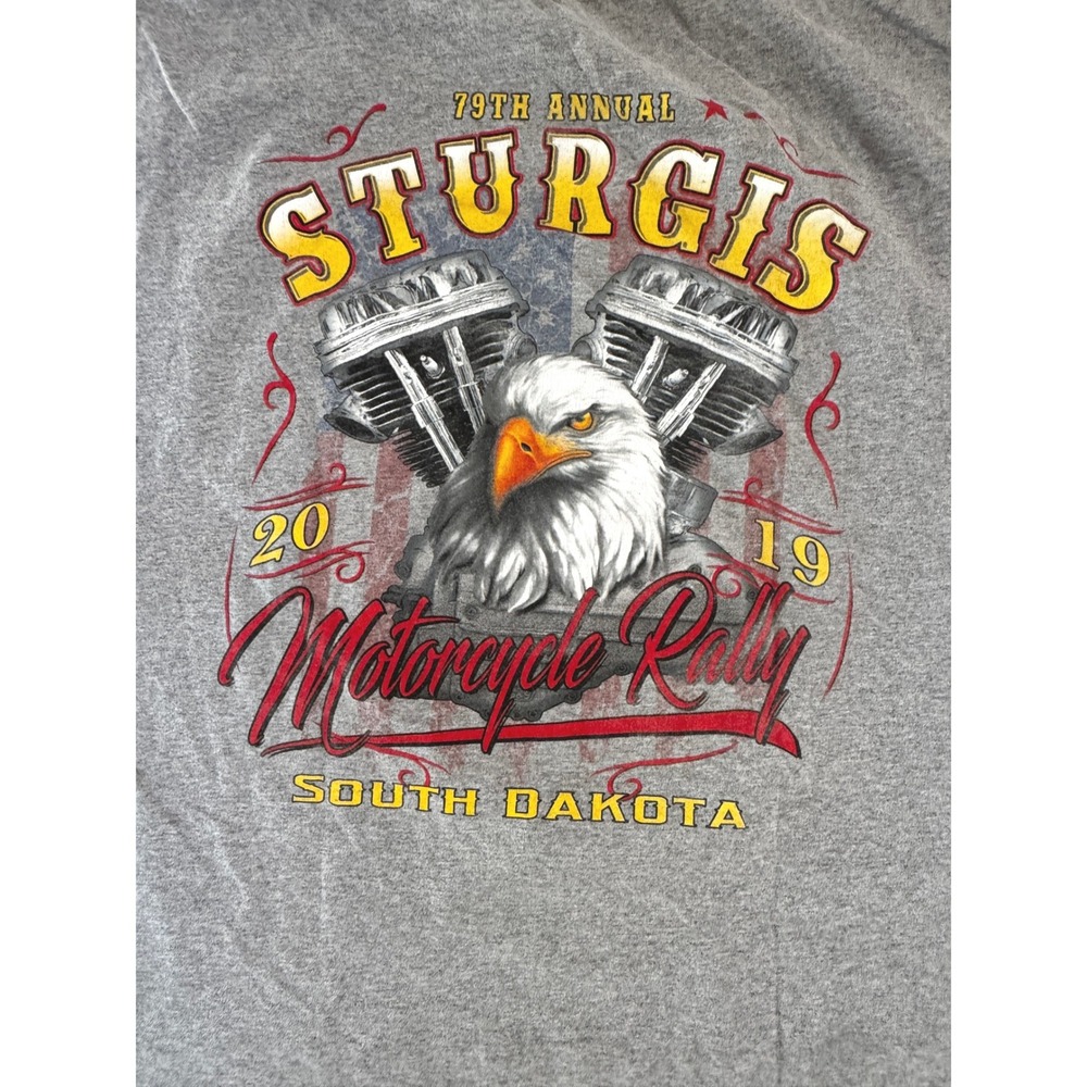 Sturgis 2019 Motorcycle Rally South Dakota Mens Gray Eagle Graphic T-Shirt XL